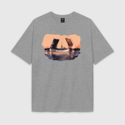 Женская футболка Oversize хлопок texturе Закат в Питере