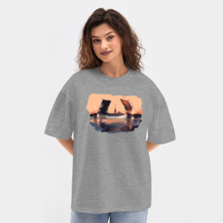 Женская футболка Oversize хлопок texturе Закат в Питере - фото 2