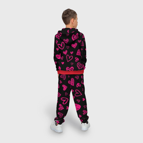 Детский 3D костюм с принтом Розовые сердца, вид сзади #2