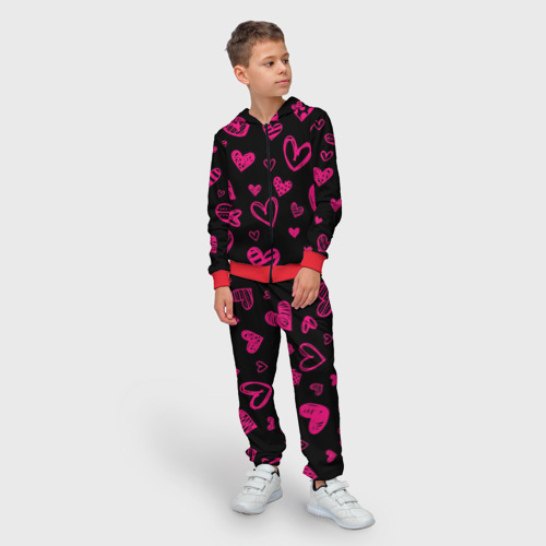 Детский 3D костюм с принтом Розовые сердца, фото на моделе #1