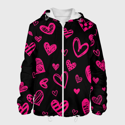Мужская куртка 3D Розовые сердца, цвет 3D печать