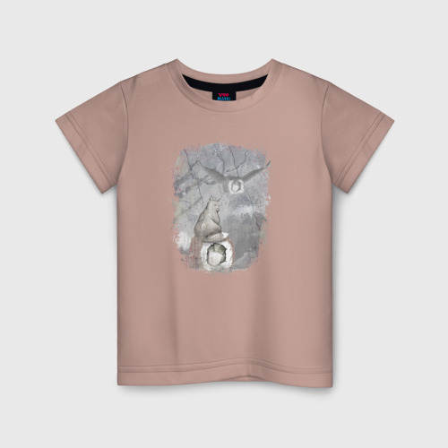 Детская футболка хлопок с принтом Коти-суша, вид спереди #2