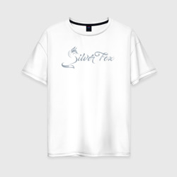 Женская футболка хлопок Oversize Серебряная Лиса