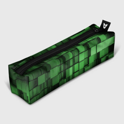 Пенал школьный 3D Киберпанк броня - зелёные металлические кубы