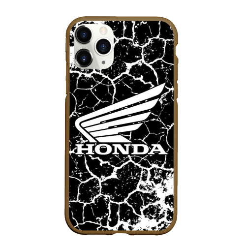 Чехол для iPhone 11 Pro Max матовый Honda logo арт, цвет коричневый