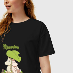 Женская футболка хлопок Oversize Муми-тролли отдыхают - фото 2