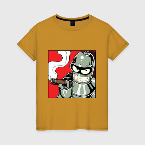 Женская футболка хлопок Smoke Bender, цвет горчичный