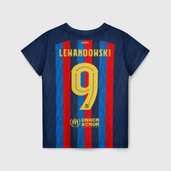 Детская футболка 3D Левандовский Барселона форма 2022-2023