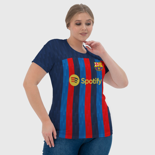 Женская футболка 3D Левандовский Барселона форма 2022-2023, цвет 3D печать - фото 6