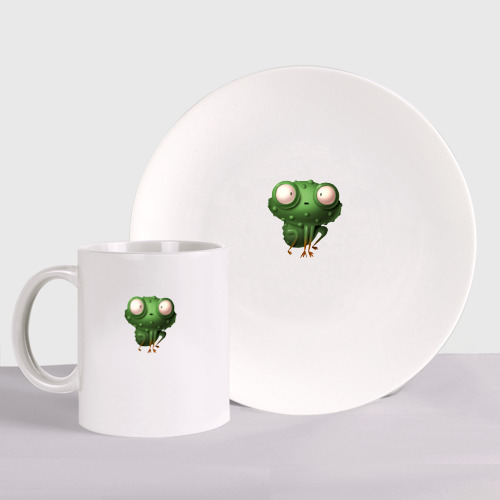 Набор: тарелка + кружка Удивленный лягушонок