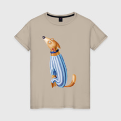 Женская футболка хлопок Собачка в пижаме