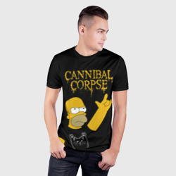 Мужская футболка 3D Slim Cannibal Corpse Симпсоны Гомер рокер - фото 2