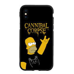 Чехол для iPhone XS Max матовый Cannibal Corpse Симпсоны Гомер рокер