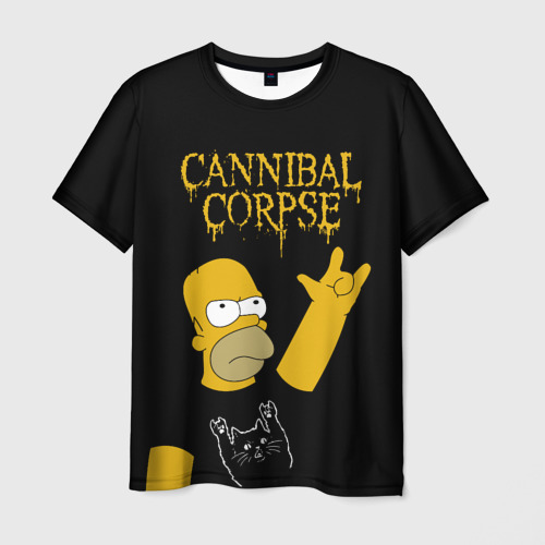Мужская футболка с принтом Cannibal Corpse Симпсоны Гомер рокер, вид спереди №1