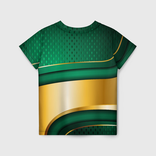 Детская футболка 3D Герб России на зеленой абстракции, цвет 3D печать - фото 2