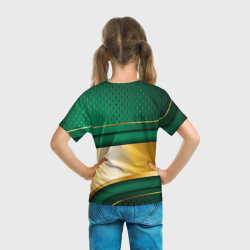 Детская футболка 3D Герб России на зеленой абстракции, цвет 3D печать - фото 6