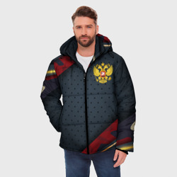 Мужская зимняя куртка 3D Герб России черно-красный камуфляж - фото 2