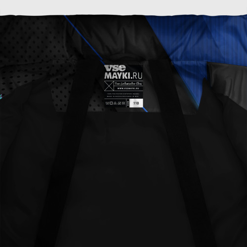 Зимняя куртка для девочек 3D Черно-синий герб России, цвет черный - фото 7