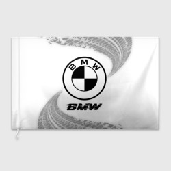 Флаг 3D BMW Speed на светлом фоне со следами шин