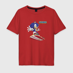 Sonic hedgehog - hoverboarding – Мужская футболка хлопок Oversize с принтом купить со скидкой в -16%