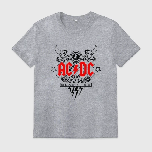 Мужская футболка хлопок с принтом ACDC Black Ice с молниями, вид спереди #2