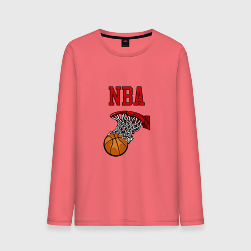 Мужской лонгслив хлопок Basketball - NBA logo, цвет коралловый