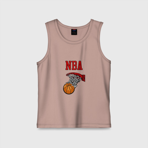 Детская майка хлопок Basketball - NBA logo, цвет пыльно-розовый