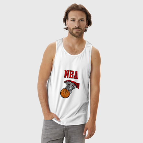 Мужская майка хлопок Basketball - NBA logo, цвет белый - фото 3