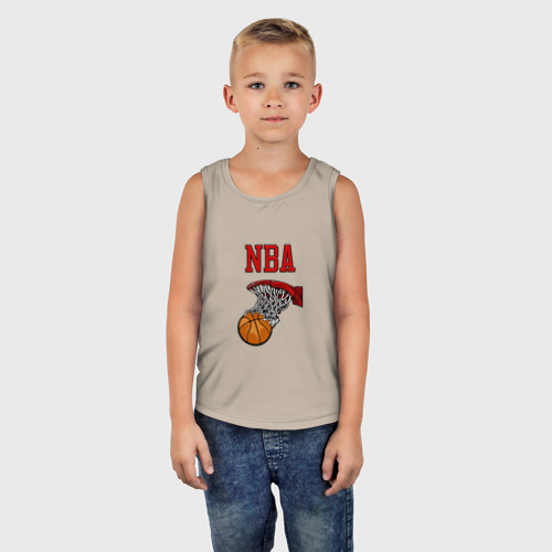 Детская майка хлопок Basketball - NBA logo, цвет миндальный - фото 5