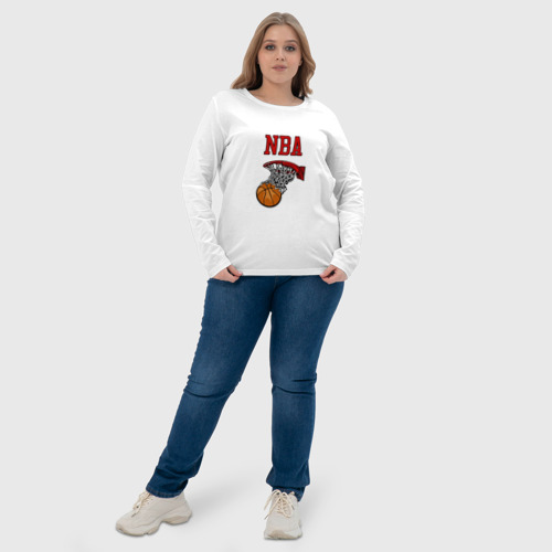 Женский лонгслив хлопок с принтом Basketball - NBA logo, фото #4