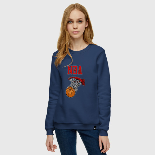 Женский свитшот хлопок Basketball - NBA logo, цвет темно-синий - фото 3