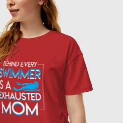 Женская футболка хлопок Oversize За каждым пловцом стоит измученная мама - фото 2