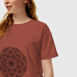 Женская футболка хлопок Oversize Цветочная мандала - фото 2