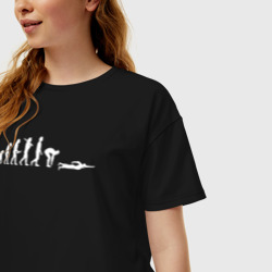 Женская футболка хлопок Oversize Эволюция в пловца - фото 2
