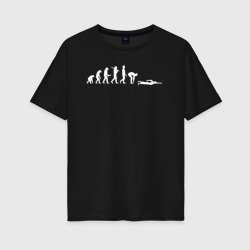 Женская футболка хлопок Oversize Эволюция в пловца