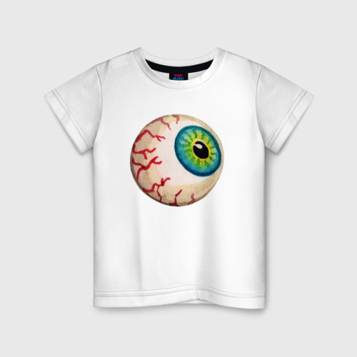 Детская футболка из хлопка с принтом Глаз зомби-ктулху большой летающий, вид спереди №1