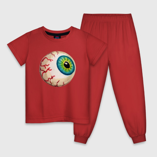 Детская пижама хлопок с принтом Глаз зомби, вид спереди #2