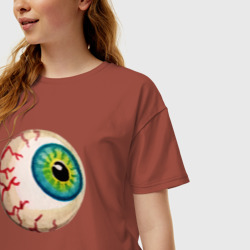 Женская футболка хлопок Oversize Глаз зомби-ктулху большой летающий - фото 2