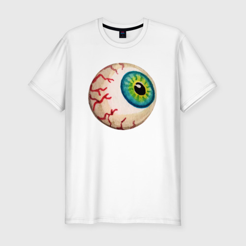 Мужская футболка хлопок Slim Глаз зомби-ктулху большой летающий, цвет белый