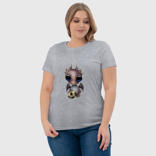 Женская футболка хлопок с принтом Футбол - Дракон, фото #4