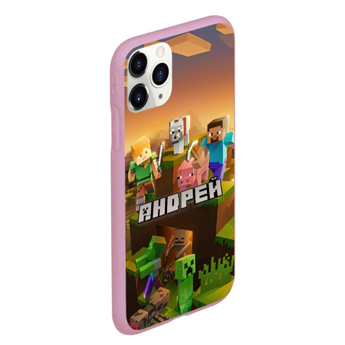 Чехол для iPhone 11 Pro Max матовый Андрей Minecraft, цвет розовый - фото 3