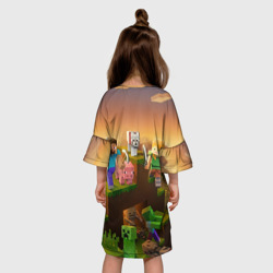 Платье с принтом Андрей Minecraft для ребенка, вид на модели сзади №2. Цвет основы: белый