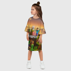 Платье с принтом Андрей Minecraft для ребенка, вид на модели спереди №2. Цвет основы: белый