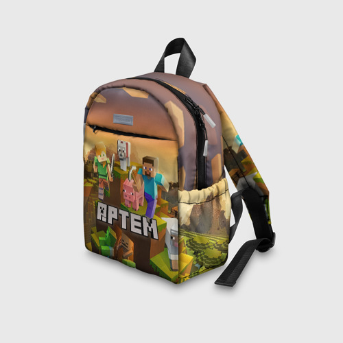 Детский рюкзак 3D с принтом Артем Minecraft, вид сбоку #3
