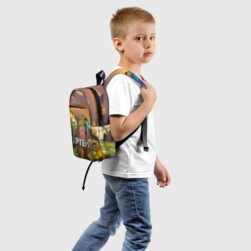 Детский рюкзак 3D с принтом Артем Minecraft, вид сзади #1