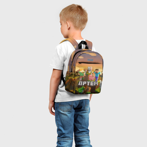 Детский рюкзак 3D с принтом Артем Minecraft, фото на моделе #1