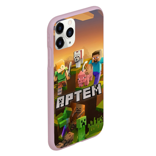 Чехол для iPhone 11 Pro матовый Артем Minecraft, цвет розовый - фото 3