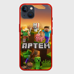 Чехол для iPhone 14 Артем Minecraft