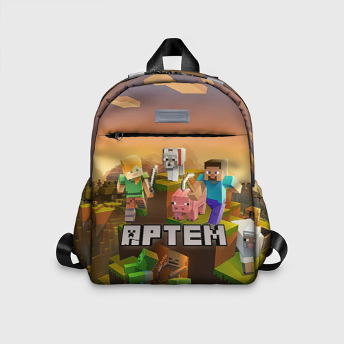 Детский рюкзак 3D с принтом Артем Minecraft, вид спереди #2