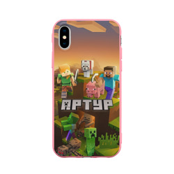 Чехол для iPhone X матовый Артур Minecraft